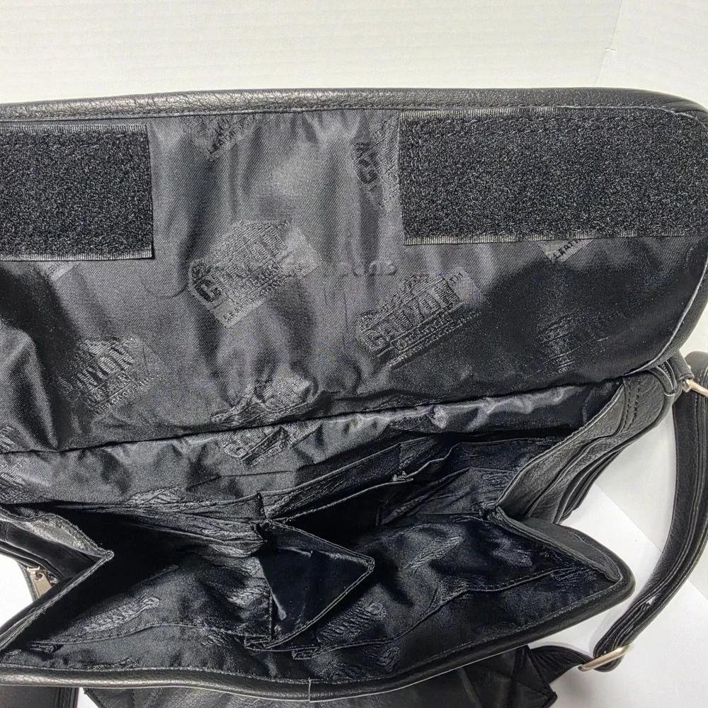 Canyon Leather Co Black Pebbled Leather Laptop Briefcase Messenger Bag AG States